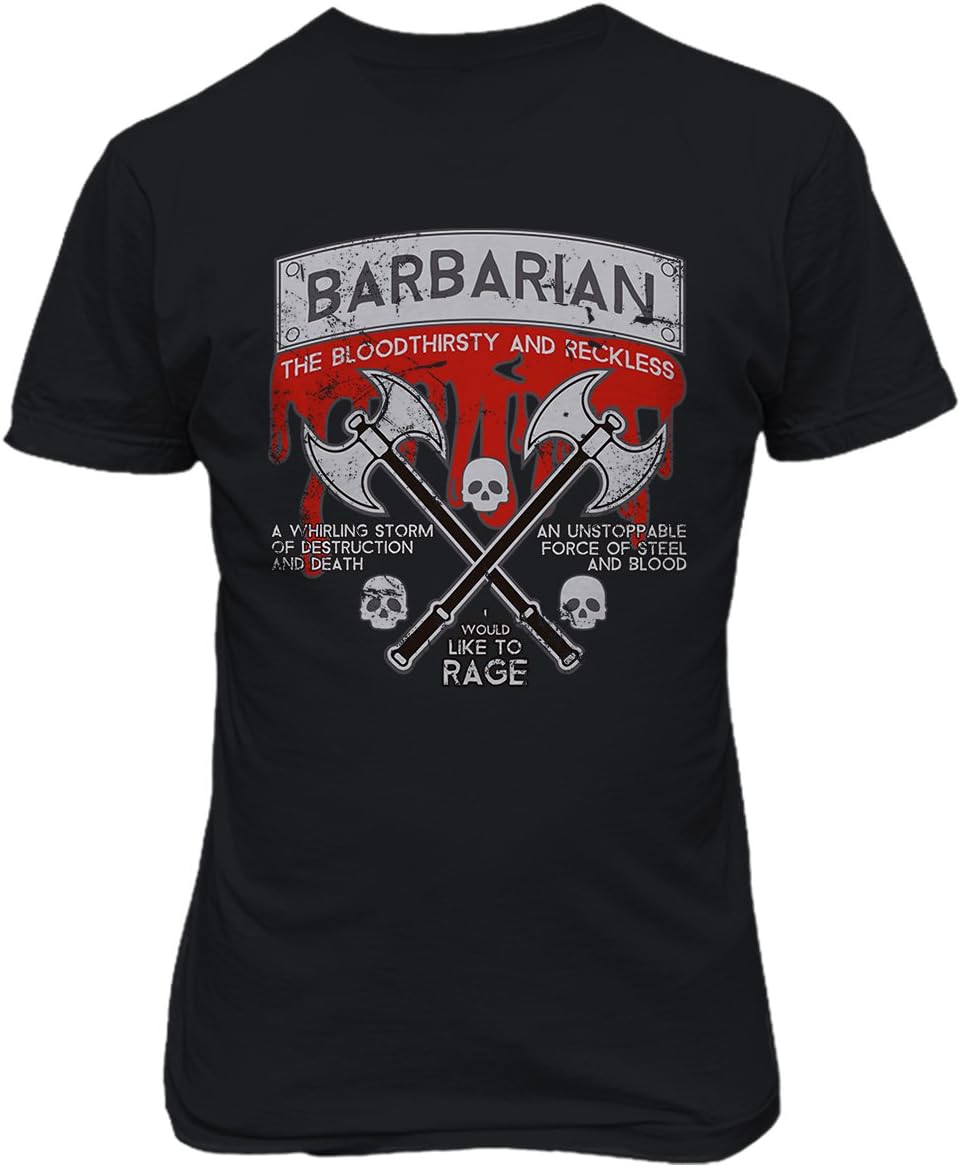 RIVEBELLA New Graphic Shirt Barbarian Novelty Tee Dragons Men's T-Shirt