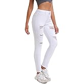 LBDLONGBIDA Women's Ripped Skinny High Waisted Stretch Slim Fit Distressed Jeans