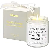 Lihome 60th Birthday Gifts for Her Him– Funny Birthday Candle & Decorations, Best Friend Gift Idea – Natural Soy Wax Vanilla Coconut Scented Candle (7oz)
