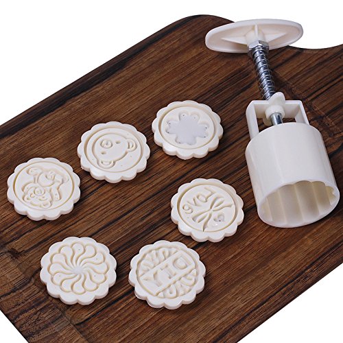 DIY Cookie Stamps with 6 Stamps, 50g Cookie Press Moon Cake Mold Mid Autumn Festival Cake Cutter Mold - Thumbnail 4