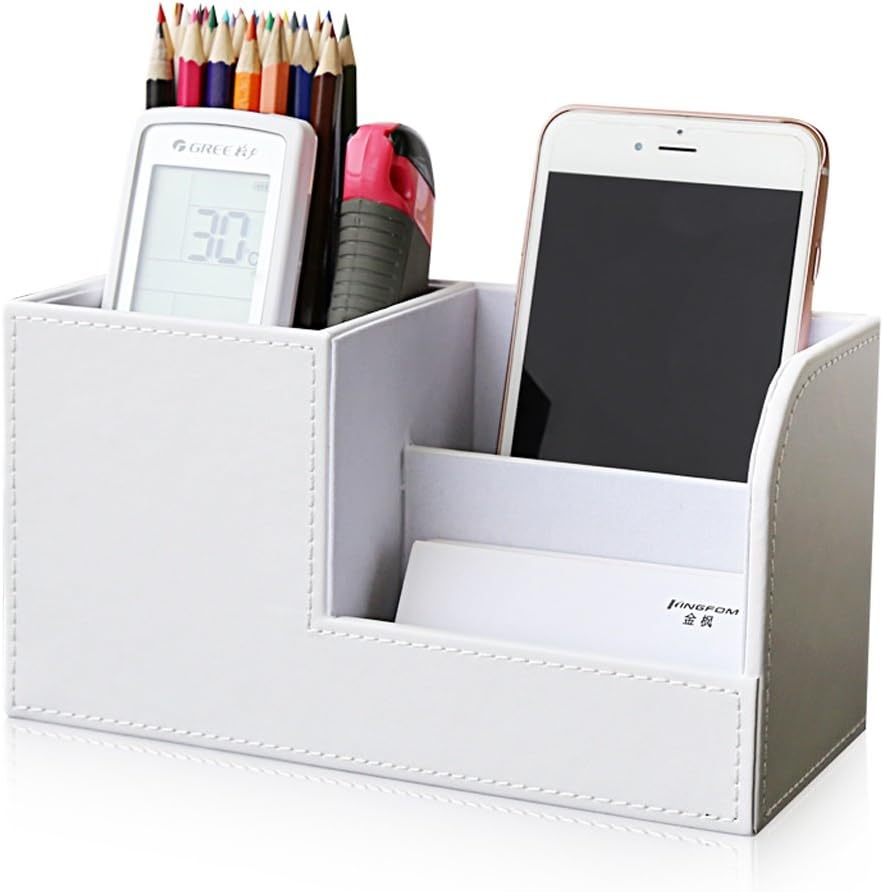 Pen holder Pencil Pot Scratch-resistant with Non-marking Base- Desk Tidy Mesh Desk Organiser Set Office Tidy Organiser Desk Caddy Tray Multi-functional Metal Pencil Pot Pencil Holder ( Color : White )