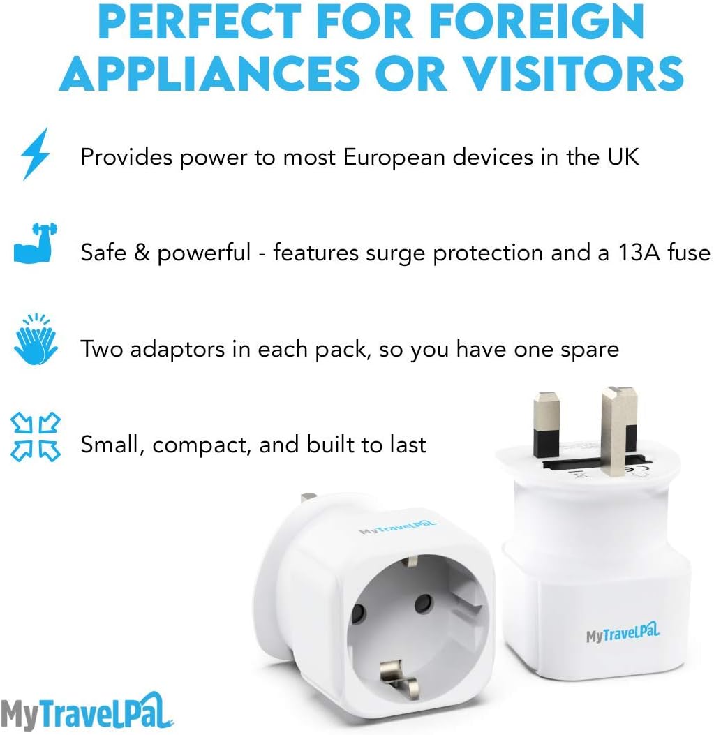 EU to UK Plug Adapter (2 Pack), White - Image 5