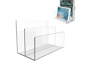 Boloyo Acrylic File Holder,2PC 2 Sections Clear File Organizer Mail Letter Sorter Desktop Folder Holder for Home Office School Envelope Bill Filling Paper Document