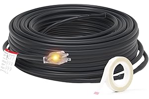 HEATIT 8JHSF1 Self Regulating Pre-Assembled Heating Cable with Spacer and Clips, Heat Tape for Roof Deicing and Pipe Freeze Protection,120V 8W/ft, 3FT