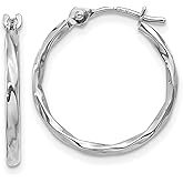 10k White Gold Twisted Hoop Earrings for Women with Wavy Design, Lightweight Polished Finish, Minimalist Round Hoops for Everyday Wear or Special Occasion, Classic Elegant Modern Gold Jewelry