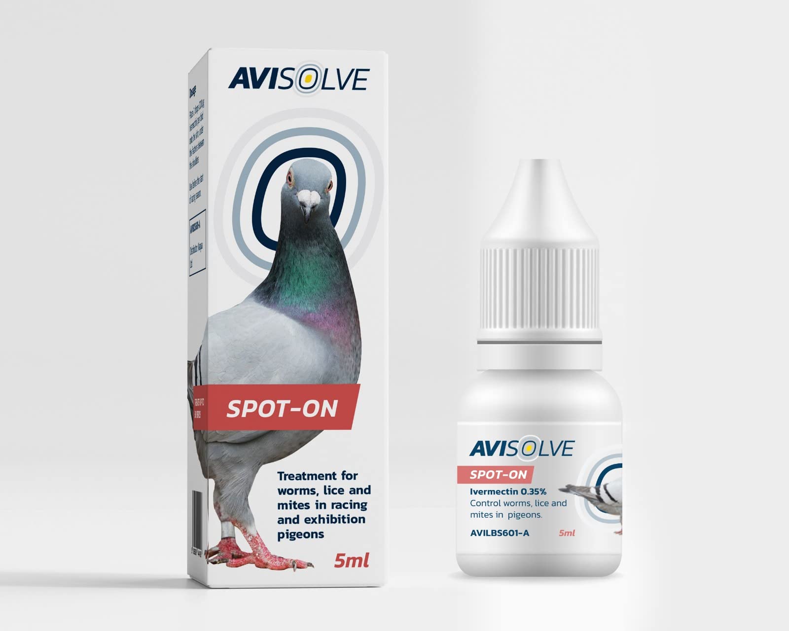 Naqua AviSolve mite treatment for pigeons birds - Ivermectin 0.35% - 5ml - VET STRENGTH - Spot-on. Also kills lice, fleas & ticks. Vet strength bird medicine.