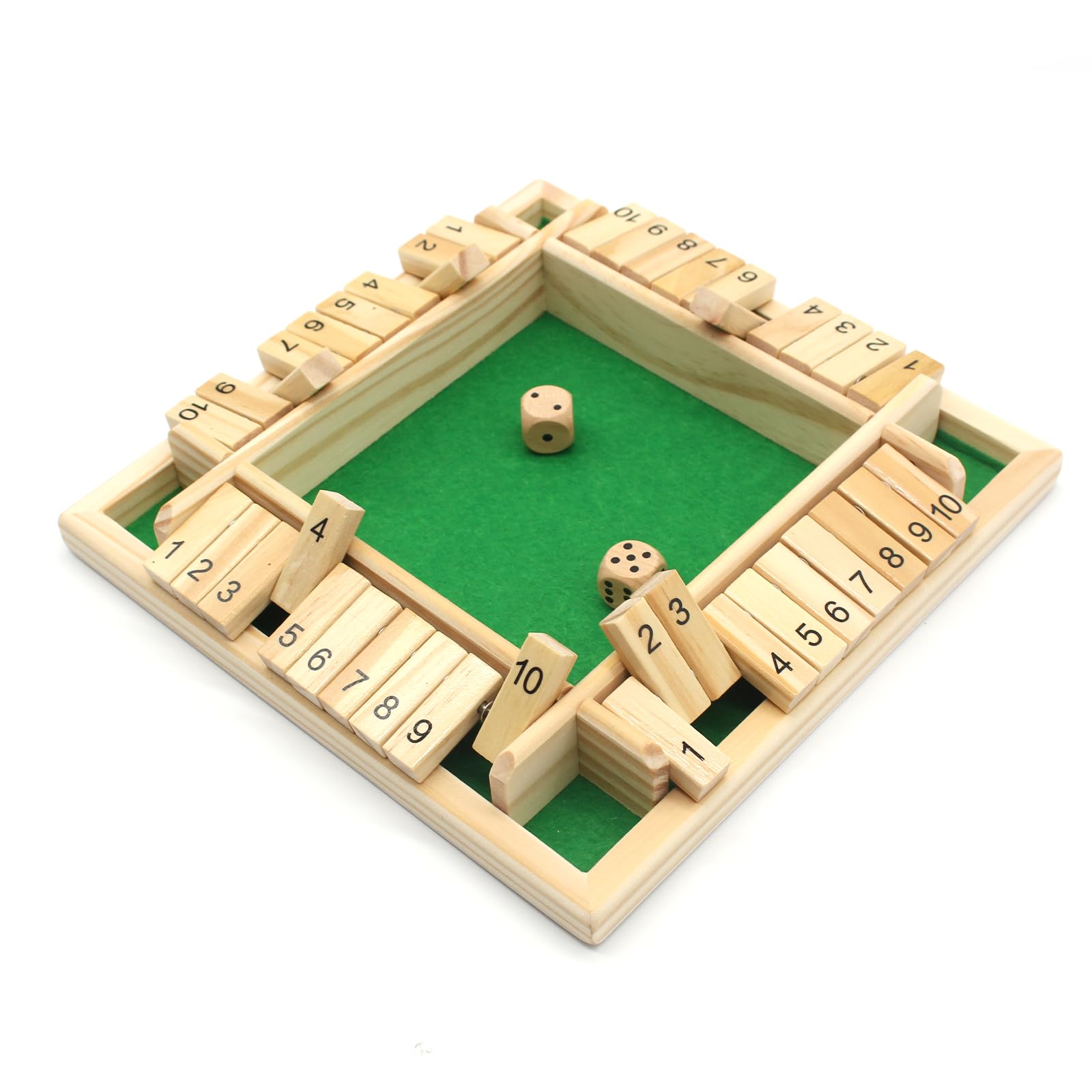 Kujinova Shut The Box game 4 players, wooden board game, Shut The Box dice game, educational maths toy, dice games board games, maths games for children and adults (A)