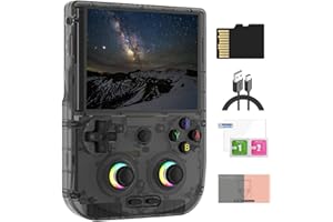 DORITENEY RG406V Android 13 Handheld Game Console 4" HD IPS 8GB RAM 128GB Storage RGB Lighting Game Player 5500mAh Battery Multi-Format Game Support(Black Transparent)