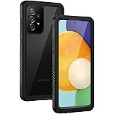Lanhiem for Samsung Galaxy A52 Case, IP68 Waterproof Dustproof with Built-in Screen Protector, Heavy Duty Full Body Protective Phone Case for Galaxy A52 5G, Black/Clear