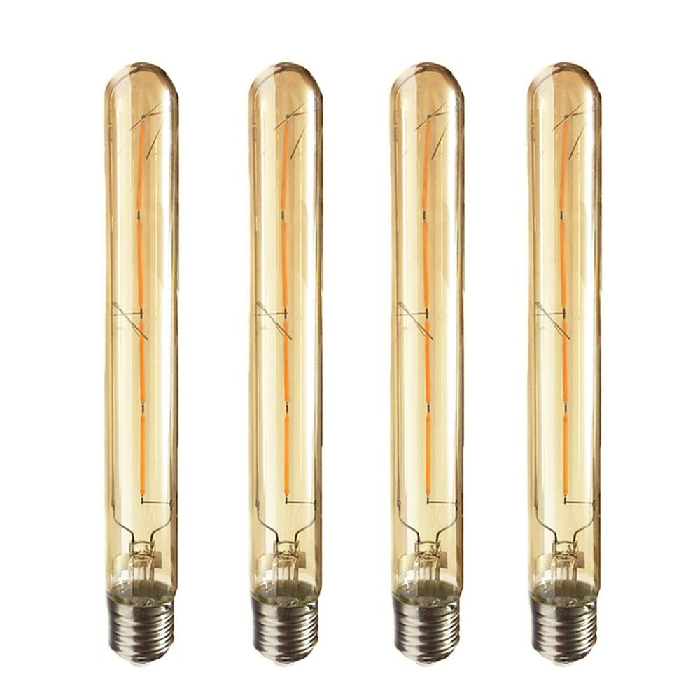 Jiotouhu T30 Filament Vintage LED Bulbs, 225mm Tubular E27 Edison Screw, Amber 2700K, 400LM, Non-dimmable, 4-Pack