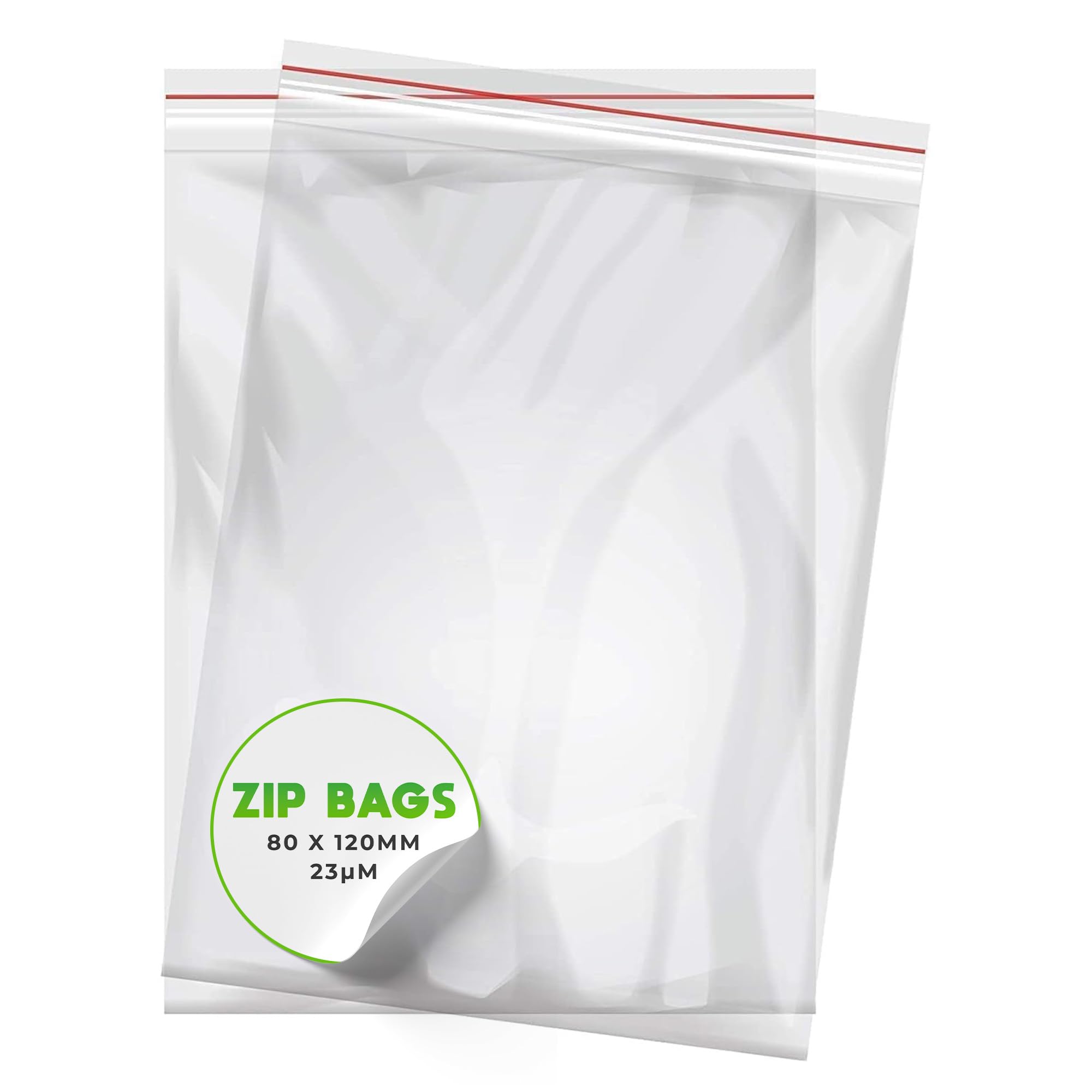 V1 Trade - 100 Ziplock Bags - Dimension 40 x 60mm, 70 x 100mm, 80 x 120mm - Clear Zipper Reclosable Plastic Bags (80 x 120mm)