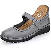 VJH confort Women s Mary Jane Flats, Breathable Comfort Round Toe Low Heel Slip-on Light Weight Walking Shoes