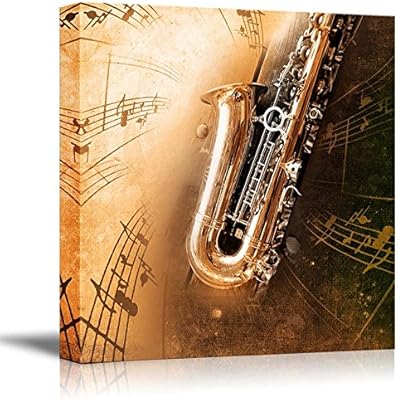Wall26 Canvas Prints Wall Art Retro Sax With Old Yellowed Texture Background Saxophone Modern Wall Decor Home Decoration Stretched Gallery Canvas Wrap Giclee Print Ready To Hang 24 X 24