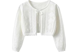 Girls' Long Sleeve Knit Cardigan Sweater Bolero Shrug Kids Toddler Dressy Shawl Sweater Cropped Jacket Top Outerwear