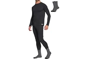 Lands' End Thermal Underwear for Men 3 Pc. Set – Warm Long Johns for Men Base Layer Long Sleeve Shirt, Pants & Socks