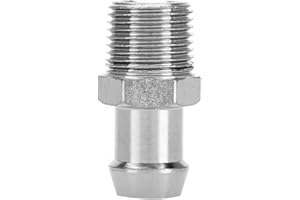 Thread Fitting, 1/2'' NPT 5/8'' Barb Chrome Metal Fitting Intake Manifold Heater Hose Connect Adapter for