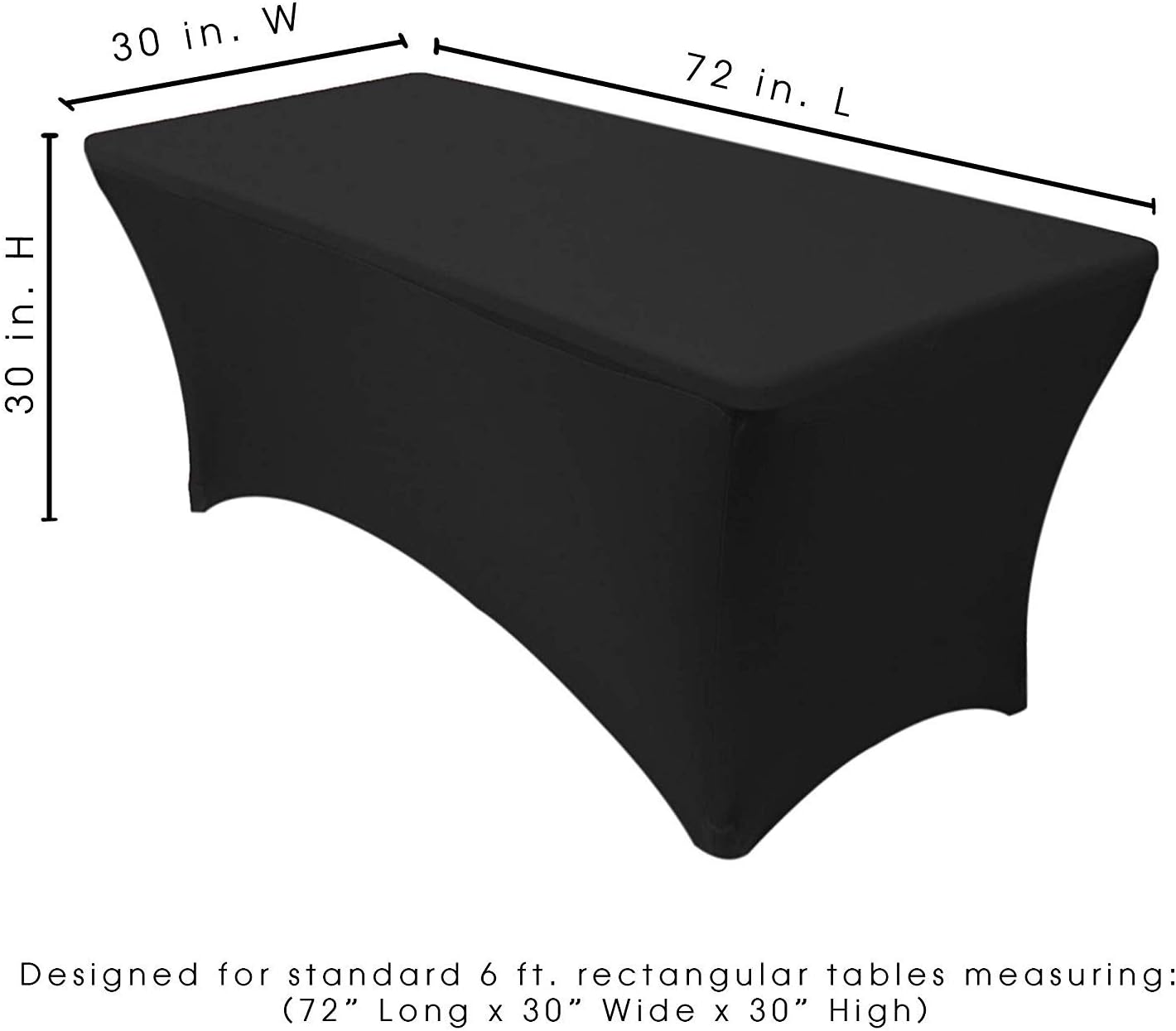 Your Chair Covers - 6 ft Rectangular Fitted Spandex Tablecloths Patio Table Cover Stretchable Tablecloth - Black: Kitchen & Dining