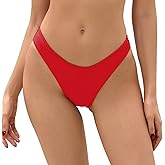 Bellecarrie Women's Cheeky Brazilian Bikini Bottoms Low Rise High Cut Swim Bottom