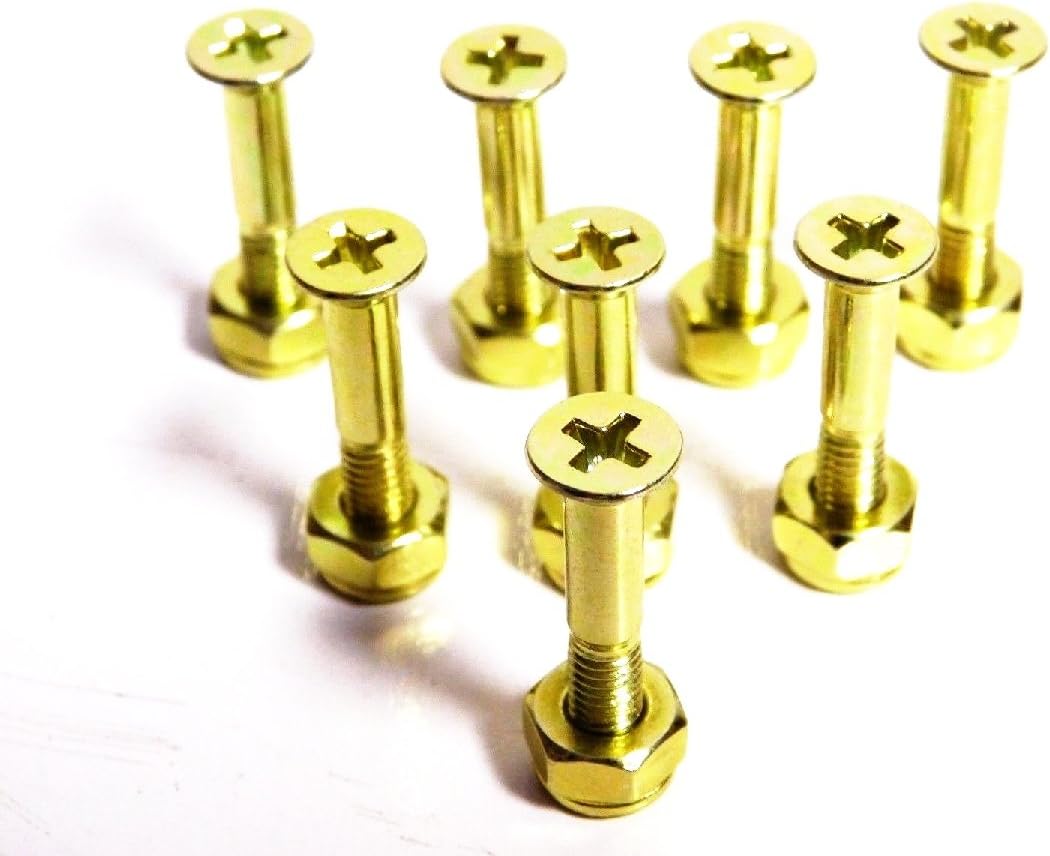 Set of 8 pcs 1" Electroplate Color Skateboard Hardware Screw (Bolts & Nuts)