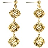 Flower Dangle Drop Gold Dangling Earrings for Women,Ladies' Fashion Statement Earrings - Perfect for Party, Daily Wear, and Gift Giving