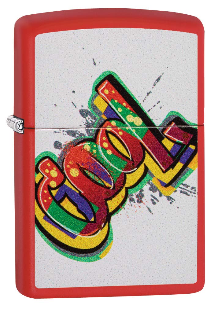 Zippo - Windproof Lighter, Cool Graffiti, Matt Red, Colour Image, Refillable, Reusable, Windproof Design, Gift Box, Made in the USA