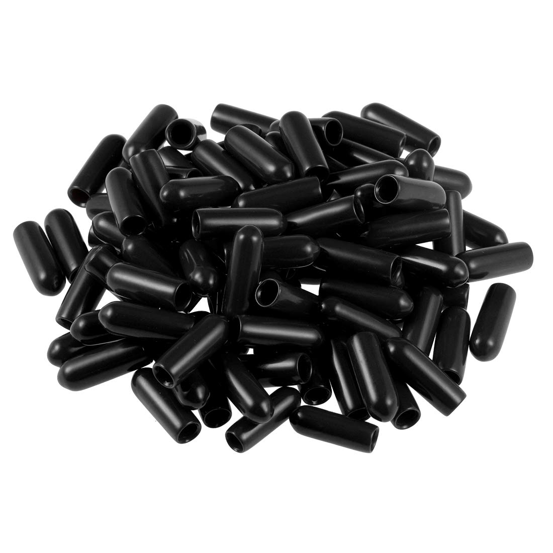 sourcing map 100pcs Rubber End Caps 3.5mm ID Vinyl Round Tube Bolt Cap Cover Screw Thread Protectors Black