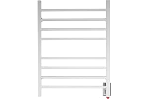 HEATGENE Towel Warmer, Heated Towel Warmer Rack, Wall-Mounted Hardwired/Plug-in Electric Towel Warmers for Bathroom, Hot Towel Rails - Brushed