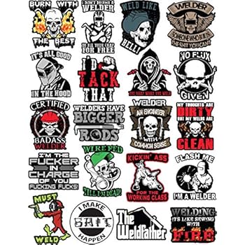 20 Welding Stickers for Welding Hood & Tool Box - 100% Vinyl Stickers - Stickers for Adults - Badass Welder Stickers Including, Flux, Rods, Hood, Flash, Fire, Welds