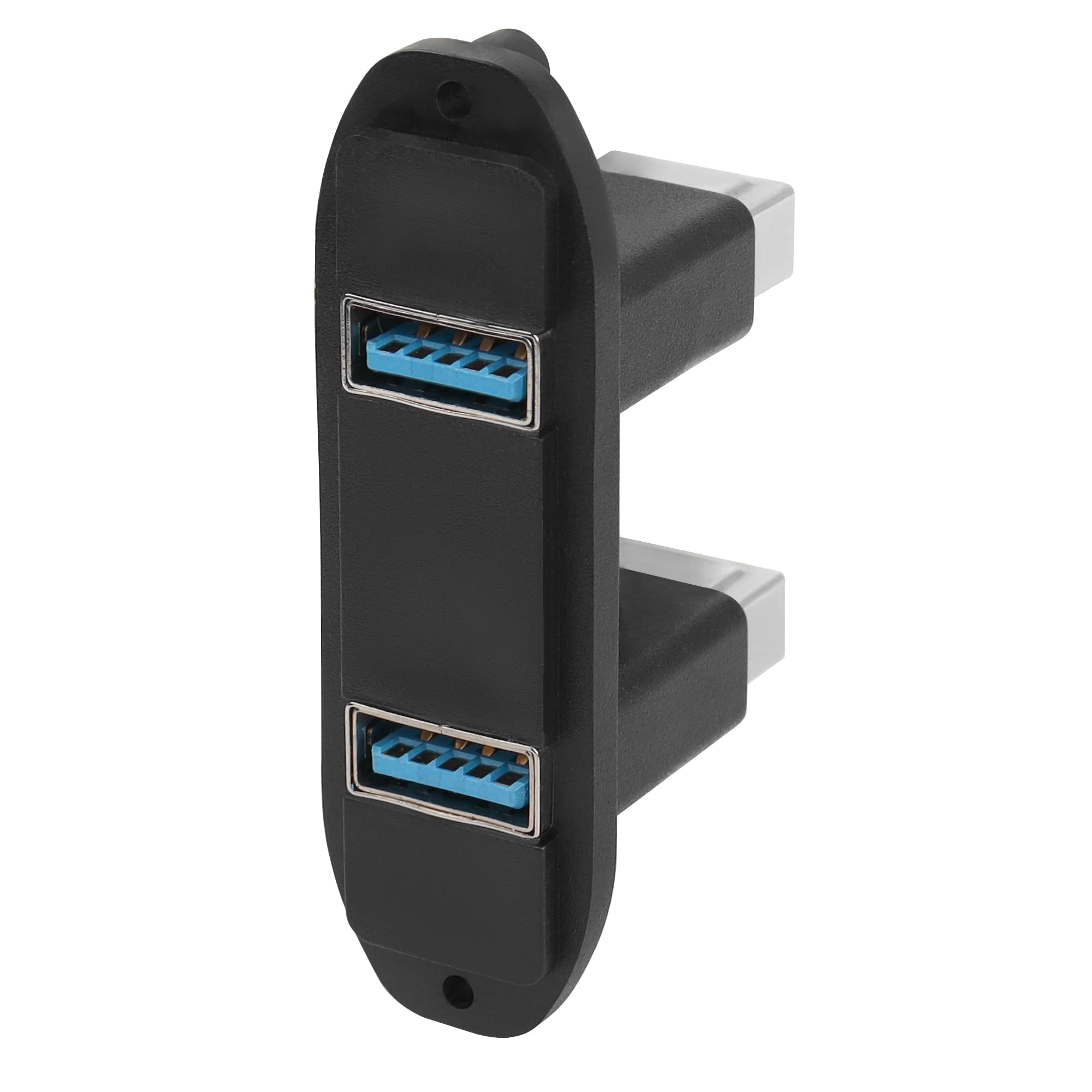 QIANRENON Dual USB 3.0 Panel Connector Adapter, 2 Port USB3.0 Female to Female, Panel Mount, Custom, 5Gbps, Black