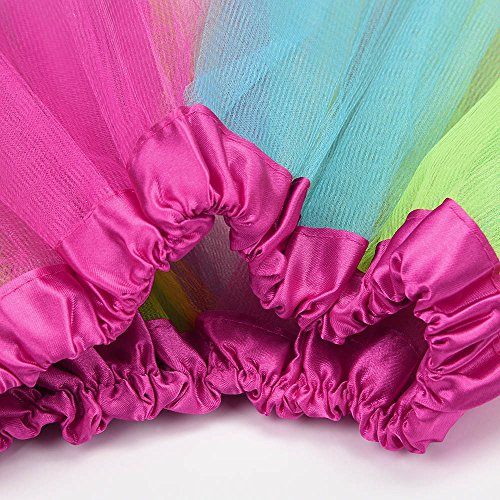 Girls Fluffy Pull-On Tulle Ballet Skirt Kids Tutu Pettiskirt Dancewear Party Dress Costumes Yamally (One Size (3-8T), Blue)
