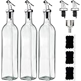 GMISUN Olive Oil Dispenser Bottle, Oil and Vinegar Cruet Set with 17oz/500ml Cooking Oil Container Glass Carafe, Oil Pourer S