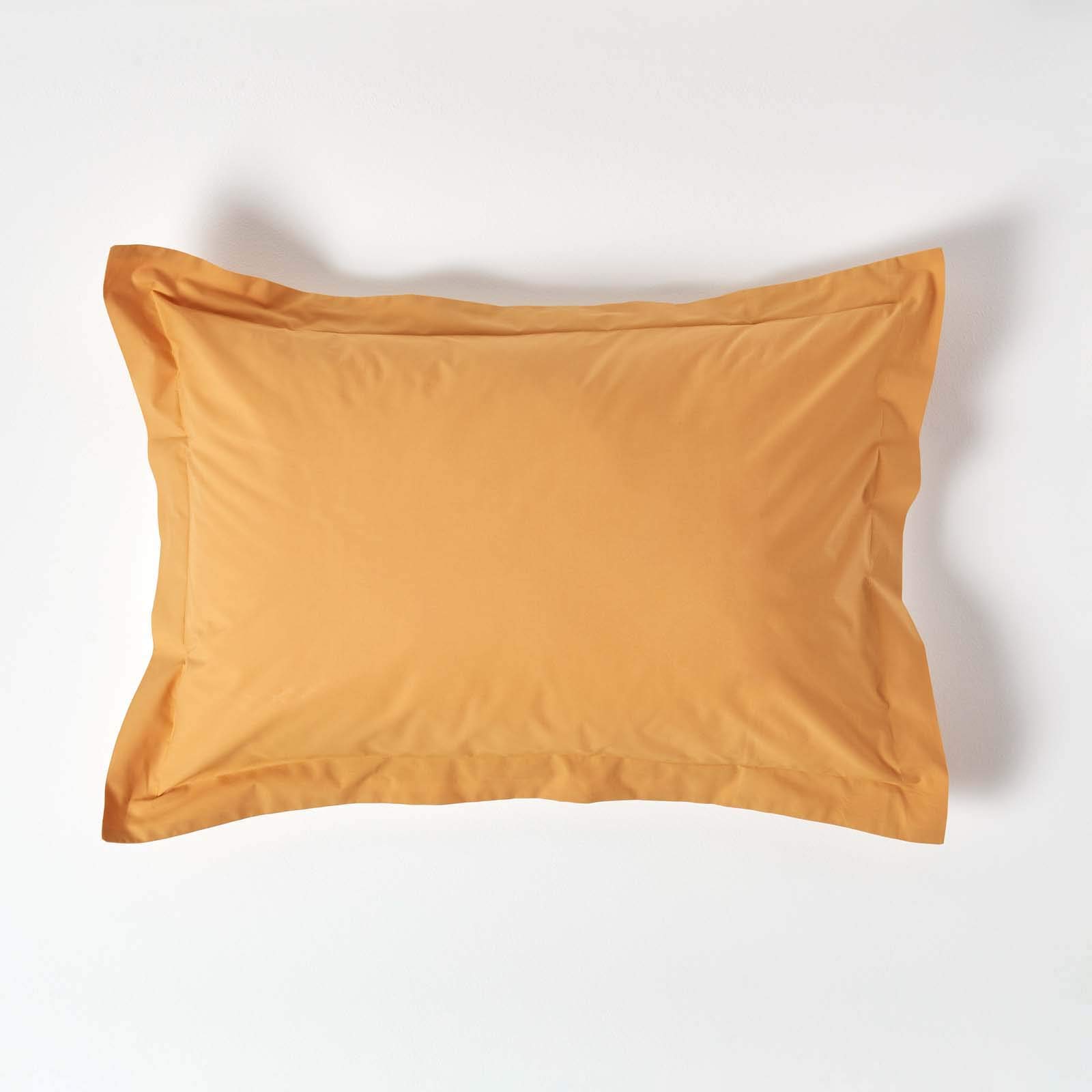 HOMESCAPES Mustard Yellow Pure Egyptian Cotton Oxford Pillowcase Standard Size 200 TC 400 Thread Count Percale Equivalent Pillow Case