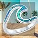 Oxford Diamond Co Wave Ocean Beach Lab Created Opal .925 Sterling Silver Ring Sizes 4-12. Colors Available (Lab Created Blue Opal, 10)