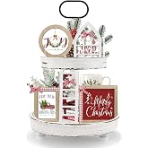 10themes Interchangeable Seasonal Rustic Farmhouse Christmas Tie Tray Decor | Rustic Farmhouse Christmas Tiered Tray Decorations, Christmas Tray Decor, Christmas Decorations, Thanksgiving Decorations