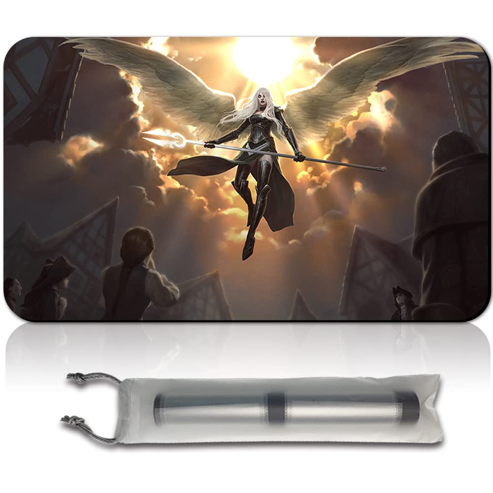 Four leaves MTG Playmat, Avacyn, Angel of Hope - TCG Table Mat for Trading Card Games, 60 X 35 cm, Durable Polyester, Non-slip Rubber Bottom
