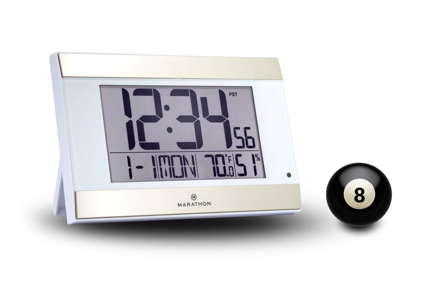 MARATHON CL030052WH Atomic Digital Wall Clock with AutoNight Light