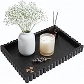 Extra Large Square Concrete Decorative Tray for Coffee Table Tray Decor – Ottoman Tray for Living Room - Bandejas Decorativas – Coffee Table Trays Decorative Centerpiece(Black)