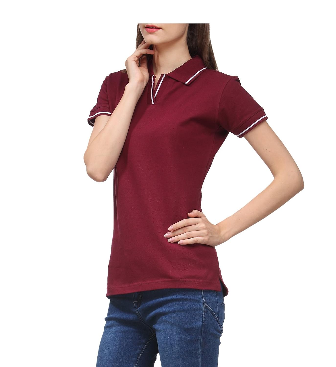 scott women's premium cotton polo t-shirt - maroon