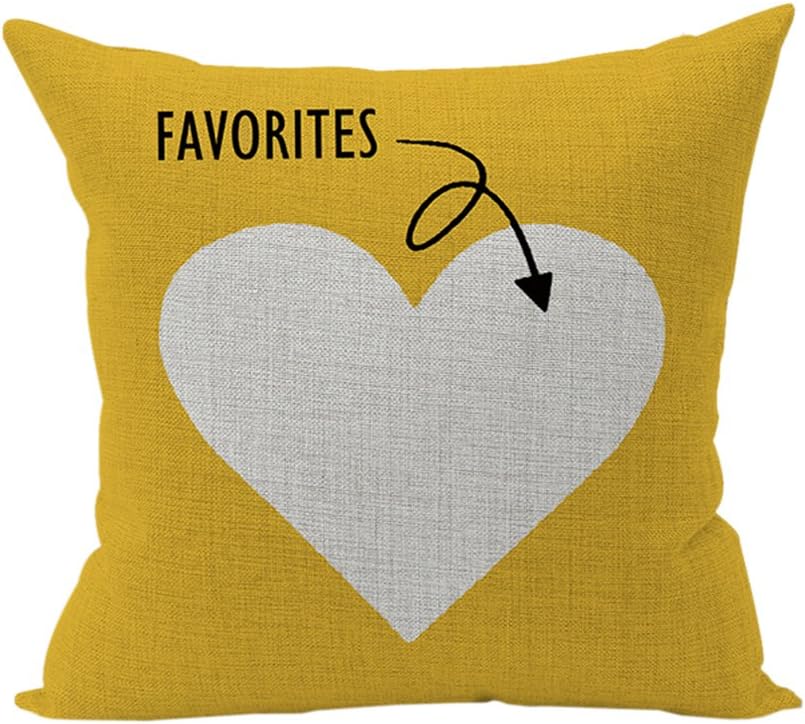 Nunubee Cotton Linen Pillowcase Decor Throw Pillow Case Cushion Cover White Heart Pattern