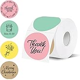 starboling Thermal Labels,2 Inch 4-Color Round Thermal Printer Stickers,Self-Adhesive Round Direct Thermal Labels,Thermal Stickers for DIY Logo Design,Name Tag (500/Roll)