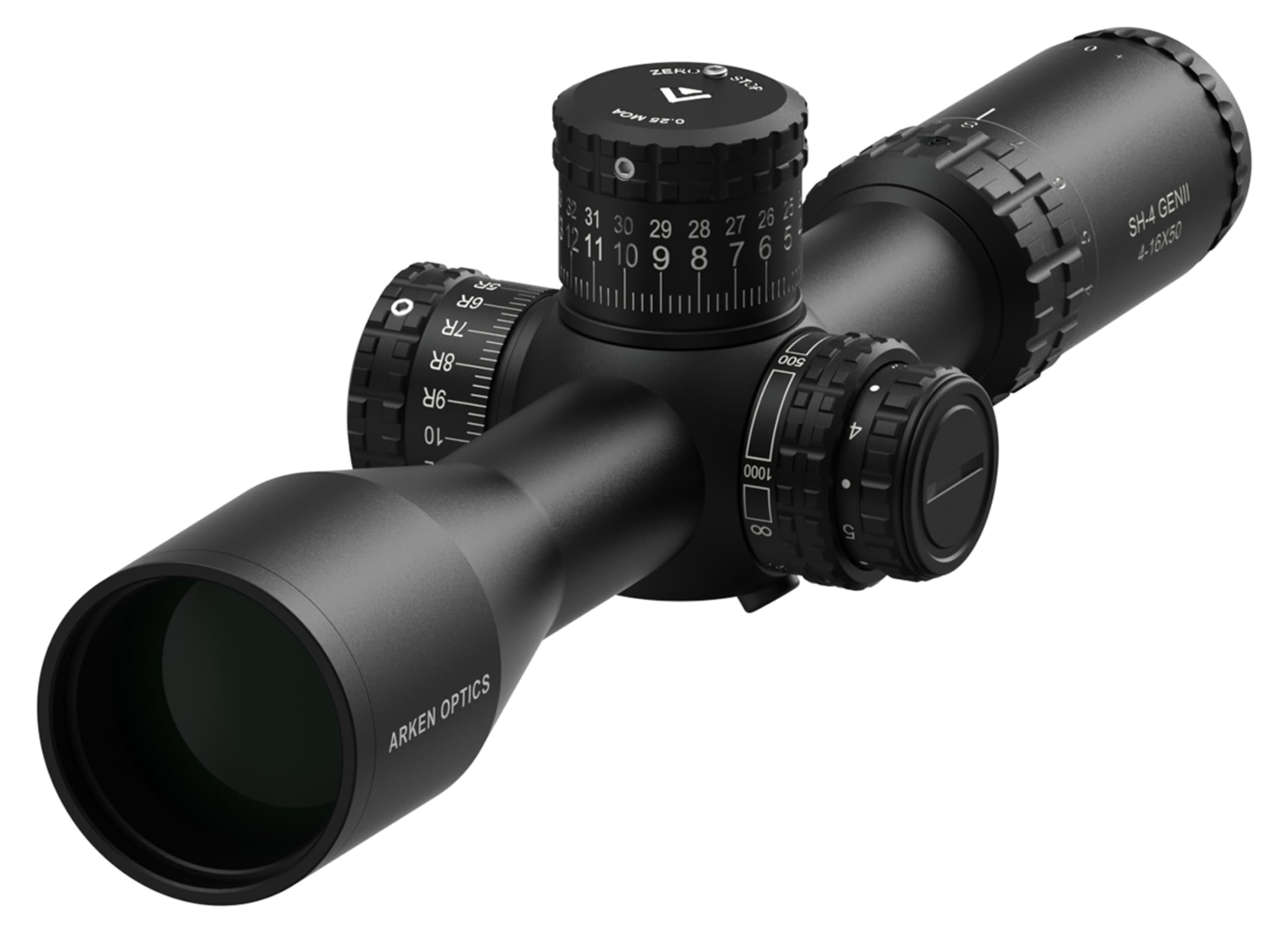 Arken Optics SH4 GEN2 4-16x50 Mira telescópica FFP VHR MOA retícula iluminada con tubo AZS Zero Stop de 34 mm
