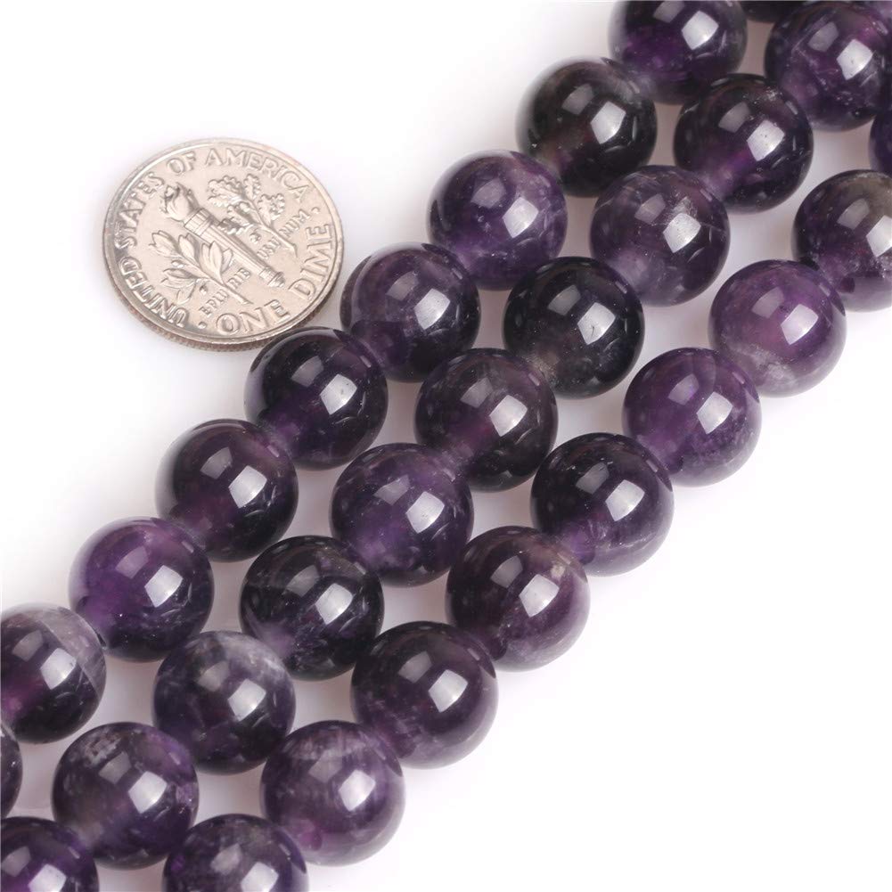 SHGbeads 10mm Purple Amethyst Semi Precious Gemstone Round Loose Beads for Jewellery Making DIY Handmade Craft Supplies 15" Big Hole 1.5mm-2mm 15''