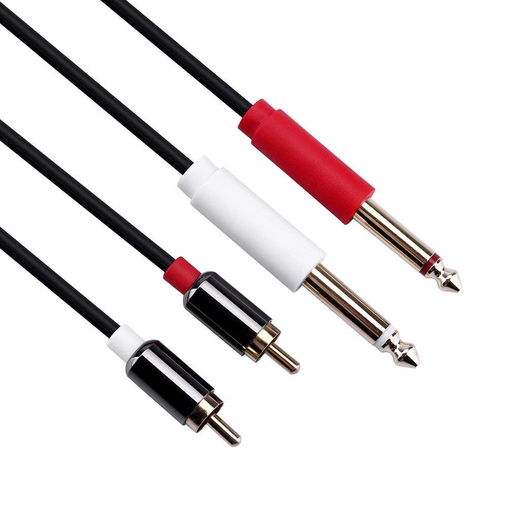 Cable de audio dual RCA de 1/4 pulgadas a doble RCA conector macho de 6