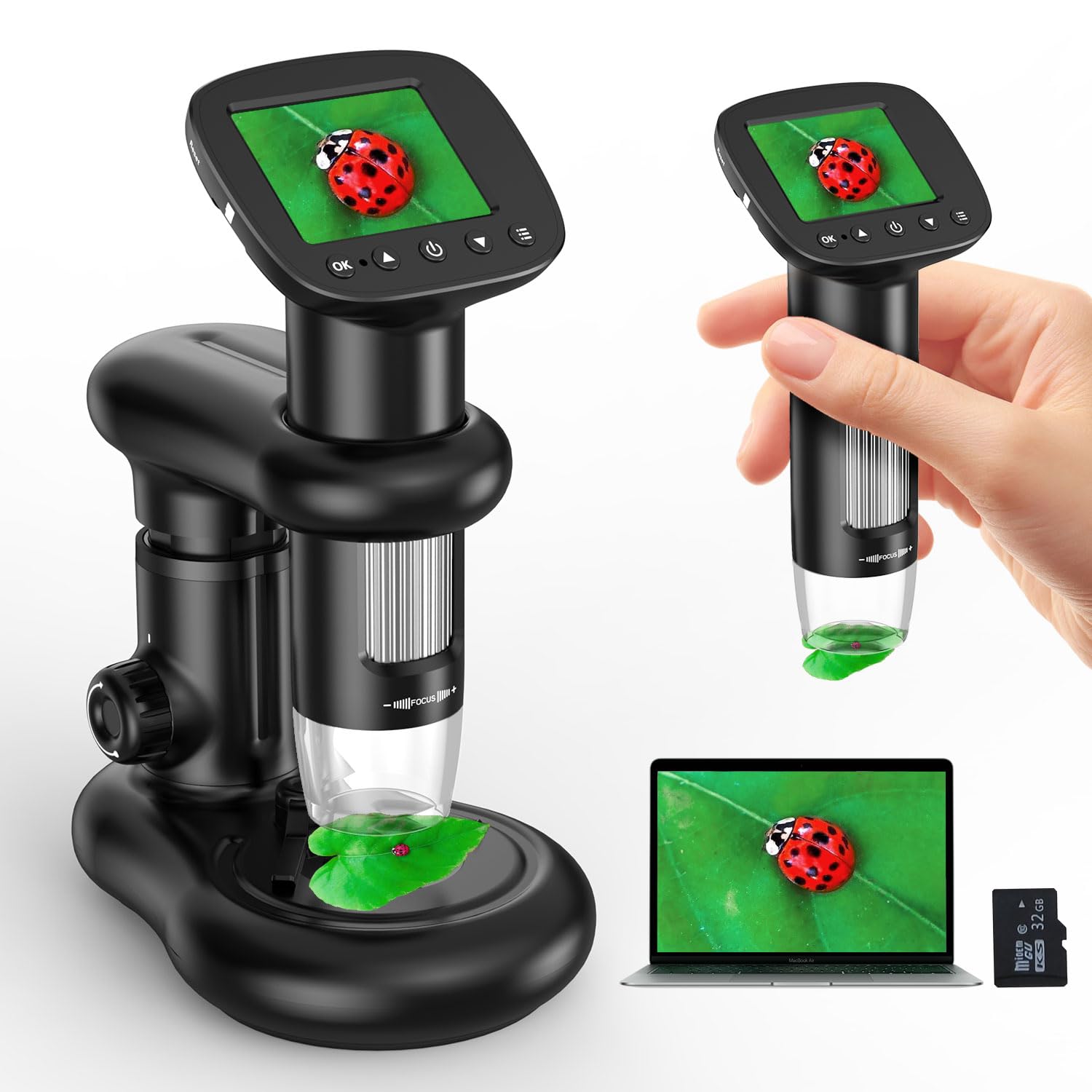 Microscope IMICHI Microscope for Kids Children with LCD Screen 1000X Large Magnification Clear Image Unique Insect Compartment Digital Portable
