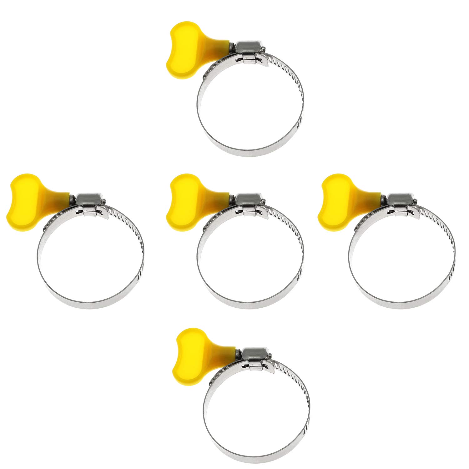 Maxmoral 5pcs 1.3"-1.7" Adjustable Butterfly Hose Clamp with Plastic Handle,Pipe Clips Hoop Fixed Tool