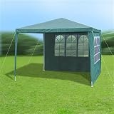 Panana 3x3m Waterproof Gazebo Tent with 3 Zip Up Side Panels Green view 3