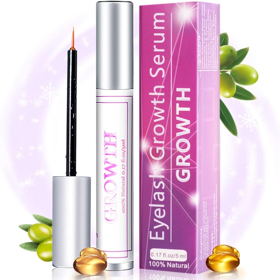 Eyelash Growth Serum - Lash Growth Serum Booster Eyebrow Enhancer, 100% Natural Eyebrow Growth Serum with Vitamin E, for Longer Fuller Eyelashes Eyebrow(5ml)