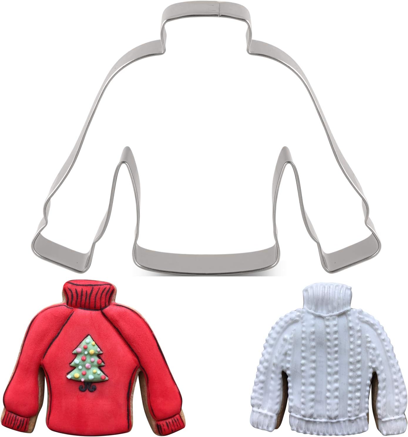 KENIAO Christmas Winter Ugly Sweater Cookie Cutter - 4.2 x 3.2 inches - Stainless Steel