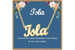 Ldurian Name Necklace Christmas Gifts | Name Pendant Necklace Christmas Gifts | 14K Gold Dainty Name Plate Necklaces Birthday Jewelry Gift for Teen Girls