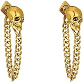 YISXVD Vintage Skull Earrings with Long Chain Gothic Punk Rock Drop Dangle Earrings for Women Statement Festival Jewelry